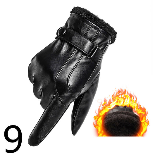 Guantes de Cuero para Moto Invierno Plus Forro Terciopelo Impermeables - Image 41