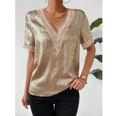 Blusa Elegante para Mujer con Encaje y Escote en V - Image 2