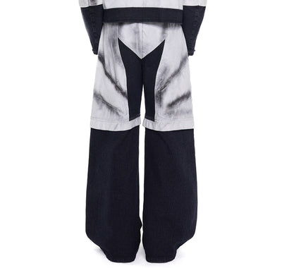 Chaqueta Denim Patchwork de Cuero para Hombre - Estilo Urbano Hand Painted - Image 14