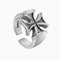 S925 Sterling Plateado Distressed Cross Ring Plateado Adjustable opening