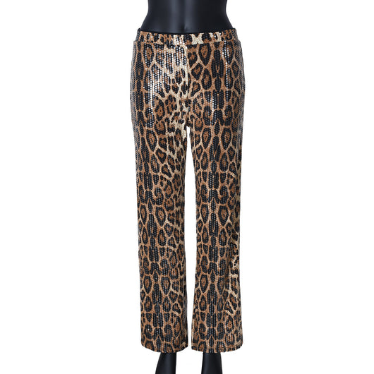 Pantalones Rectos Estampado Leopardo con Lentejuelas - Diseño Europeo - Image 9