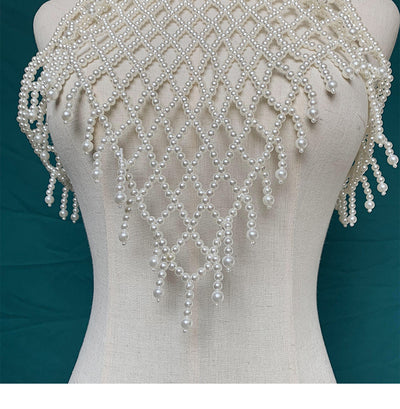 Chal Tejido a Mano con Perlas y Detalles de Joyería - Image 10