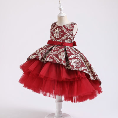 Vestido Infantil de Tul Jacquard con Pompones para Presentaciones - Image 26