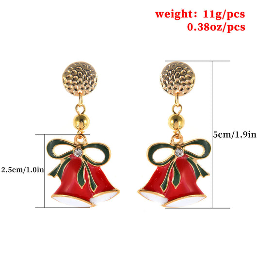 Aretes Navideños Campanas Doradas con Cristales Brillantes - Image 8