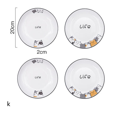 Plato Hondo de Cerámica con Diseño de Gato para Verduras - Image 12