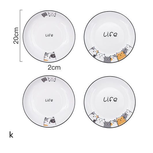Plato Hondo de Cerámica con Diseño de Gato para Verduras - Image 12