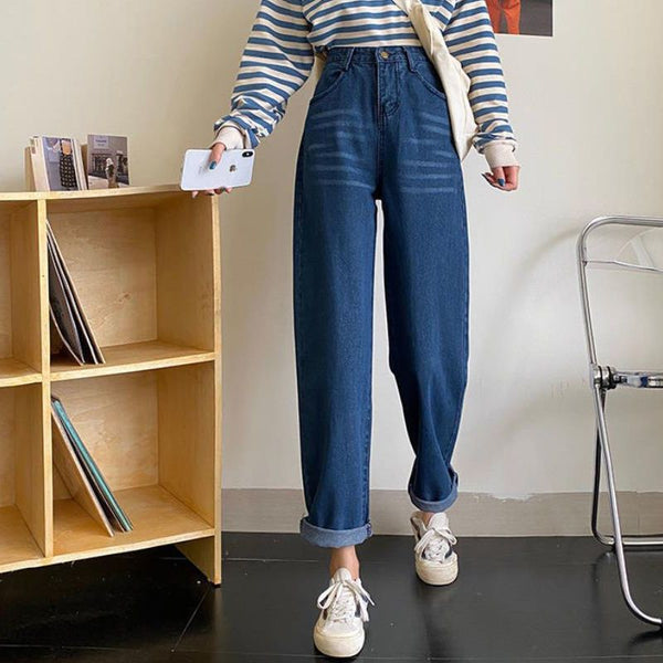Jeans de Trabajo Gris Vintage con Bolsillos Funcionales para Mujer