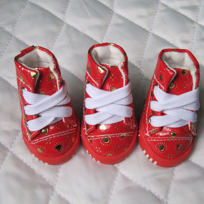 Zapatos para Mascotas con Diseño de Corazón Tricolor en Tela PU - Image 7
