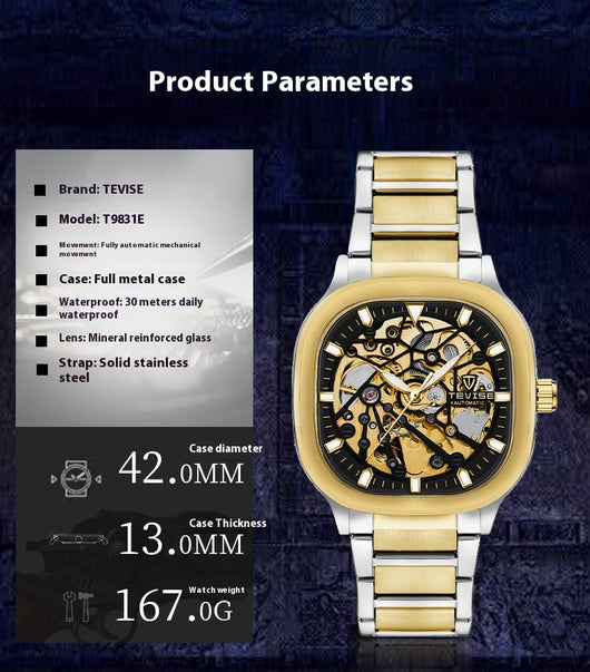 Reloj Automático Cuadrado Luminoso Impermeable para Hombre - Image 10