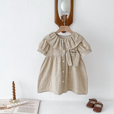Vestido Romper para Bebé de Algodón y Lino con Cuello Bebé - Image 16