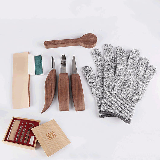 Juego de 5 Cuchillos de Talla en Madera con Mango de Nogal Negro - Image 6