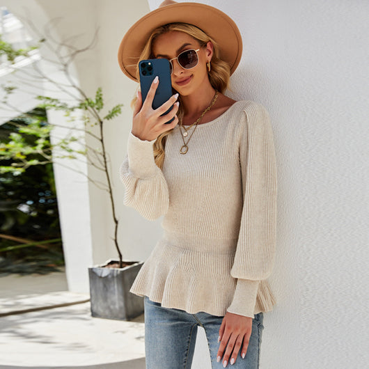 Blusa Tejida con Mangas Linterna y Cintura Marcada - Image 8