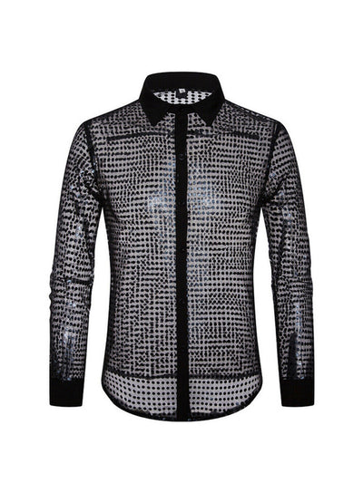 Camisa Manga Larga con Estampado de Lunares para Hombre - Image 10