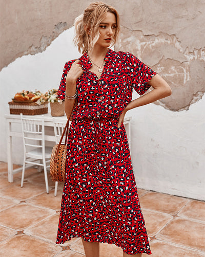 Blusa Vestido Corto con Cuello Camisero y Estampado de Lunares - Image 14