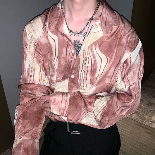 Camisa de Manga Larga con Diseño Abstracto - Estilo Coreano Moderno para Hombre - Image 9