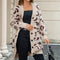 Abrigo Suéter de Leopardo Oversized Largo Medio para Mujer