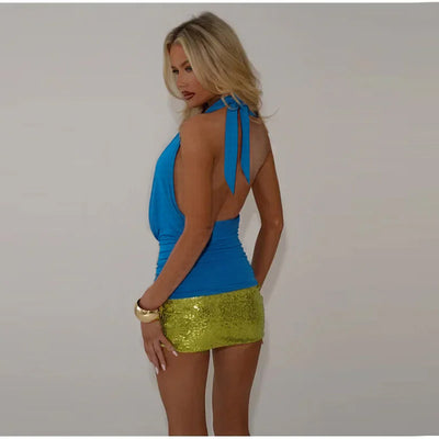 Blusa Sin Hombros Espalda Descubierta con Detalles de Amarre - Image 12
