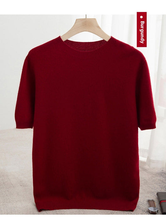 Suéter de Lana Pura Manga Corta Cuello Redondo para Hombre - Image 19