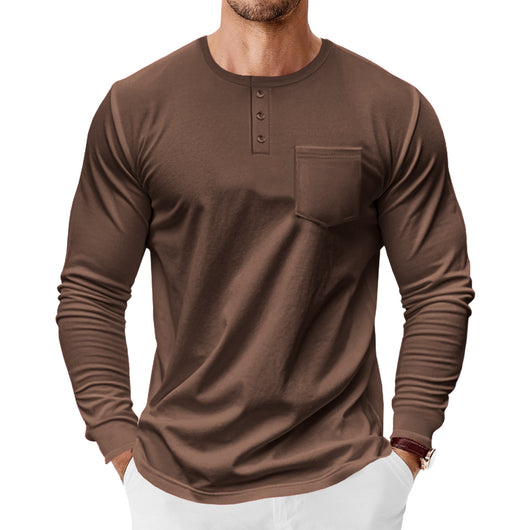 Camiseta Henley de Manga Larga para Hombre - Primavera y Otoño - Image 11