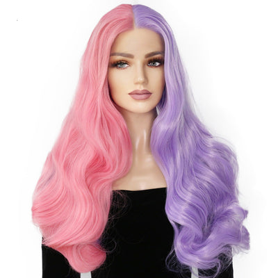 Peluca Larga Rizada Bicolor con Encaje Frontal para Mujer - Image 12