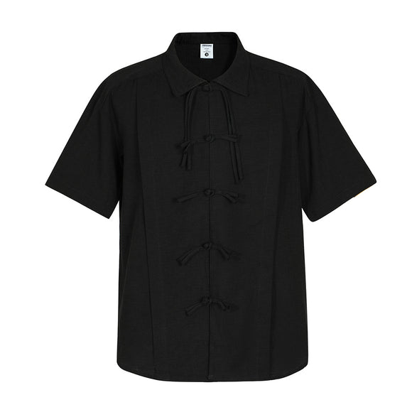 Camisa Retro de Colores Sólidos Personalizable para Hombre