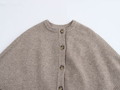 Abrigo Tejido Estilo Capa con Cuello Redondo Multiuso - Image 24