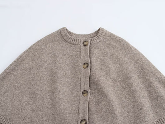 Abrigo Tejido Estilo Capa con Cuello Redondo Multiuso - Image 24