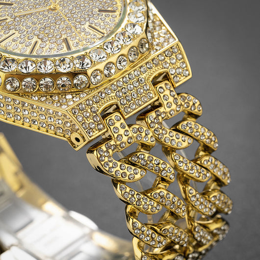 Reloj de Cadena Cubana Hip Hop con Diamantes de Hielo Estilo Urbano - Image 3