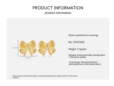 Aretes de Moño Estilo Europeo y Americano con Baño de Cobre 18K - Image 7
