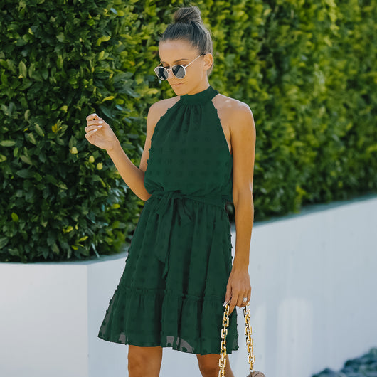 Vestido Halter de Chifón con Escotes Jacquard - Image 17