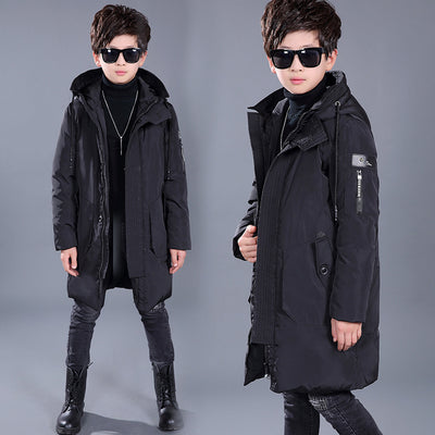 Chaqueta Acolchada para Niño Pluma de Pato Blanca con Capucha - Image 7