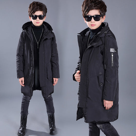 Chaqueta Acolchada para Niño Pluma de Pato Blanca con Capucha - Image 7