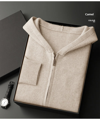 Cardigan Cashmere con Capucha para Hombre - Abrigo Casual Grueso con Cierre - Image 21