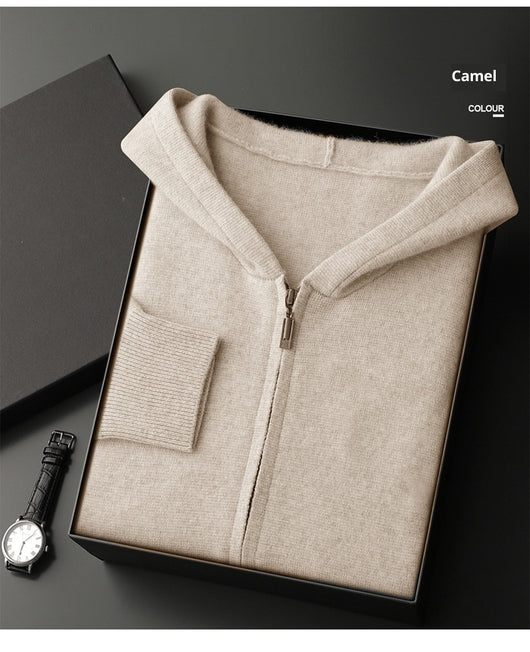 Cardigan Cashmere con Capucha para Hombre - Abrigo Casual Grueso con Cierre - Image 21
