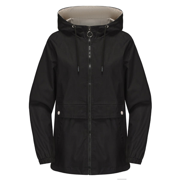 Abrigo Impermeable con Capucha en Colores Sólidos para Mujer - Image 7