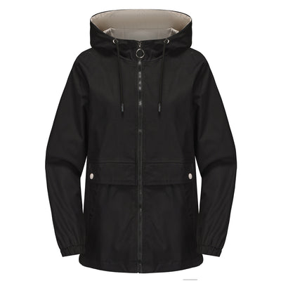 Abrigo Impermeable con Capucha en Colores Sólidos para Mujer - Image 7