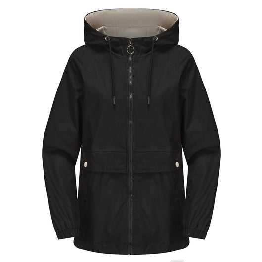 Abrigo Impermeable con Capucha en Colores Sólidos para Mujer - Image 7