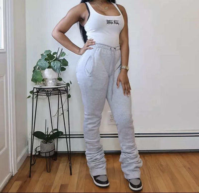 Pantalones Casuales Gruesos con Efecto Apilado para Mujer - Image 13