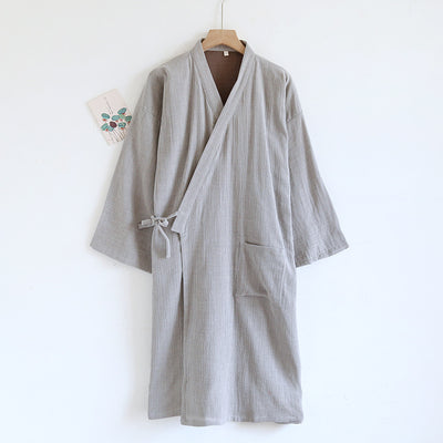 Bata Kimono de Algodón Puro para Hombre - Diseño Tradicional Japonés con Cordones - Image 8