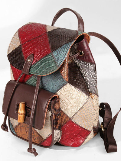 Mochila de Cuero para Viajes con Cordón Ajustable - Image 3
