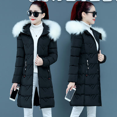 Chaqueta de Algodón con Capucha y Cuello de Piel Oversized para Talla Grande - Image 10