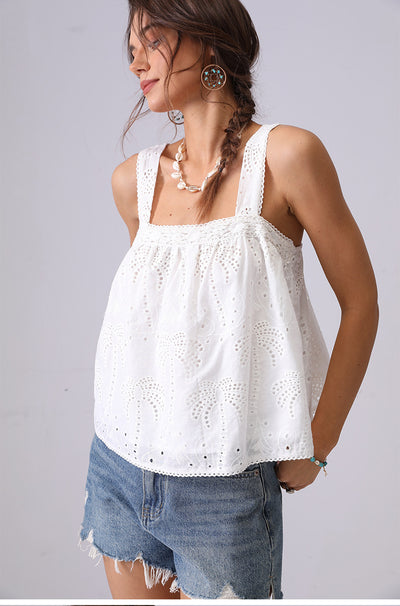 Blusa Camisola de Encaje Bordado Estilo Francés Suelta - Image 14