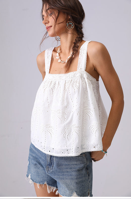Blusa Camisola de Encaje Bordado Estilo Francés Suelta - Image 14
