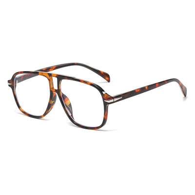 Retro aviator sunglasses with a black full frame and light blue lenses, featuring a double beam design. - Image 7