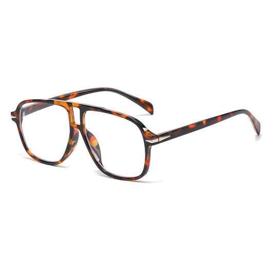 Retro aviator sunglasses with a black full frame and light blue lenses, featuring a double beam design. - Image 7