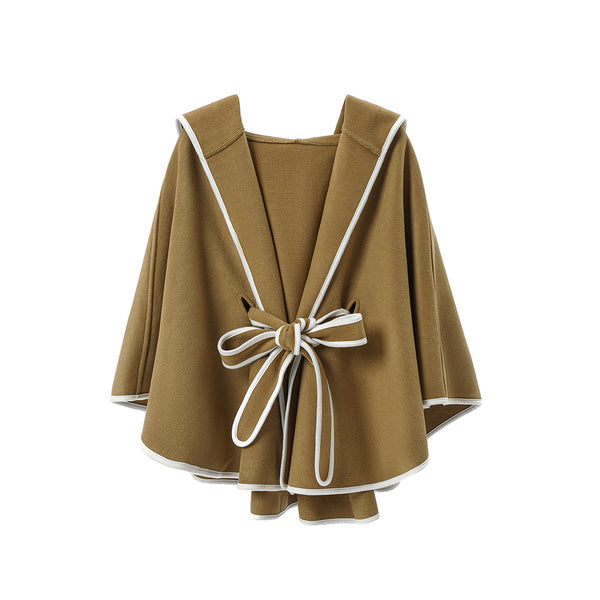 Poncho Abrigo Reversible de Lana con Capucha - Image 6