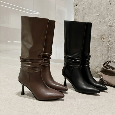 Botas Negras de Cuero Genuino Estilo Europeo y Americano para Mujer - Image 7