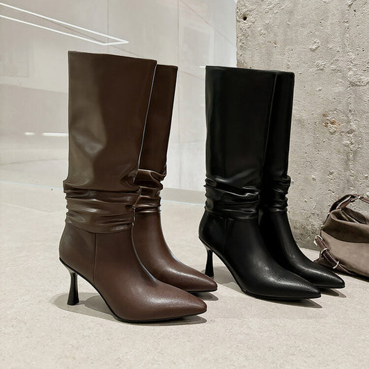 Botas Negras de Cuero Genuino Estilo Europeo y Americano para Mujer - Image 7