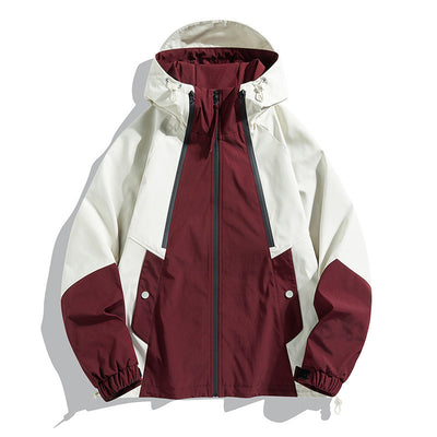 Chaqueta Bomber Impermeable y Cortavientos para Parejas - Diseño Color Block Casual - Image 3