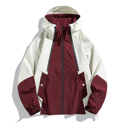 Chaqueta Bomber Impermeable y Cortavientos para Parejas - Diseño Color Block Casual - Image 3